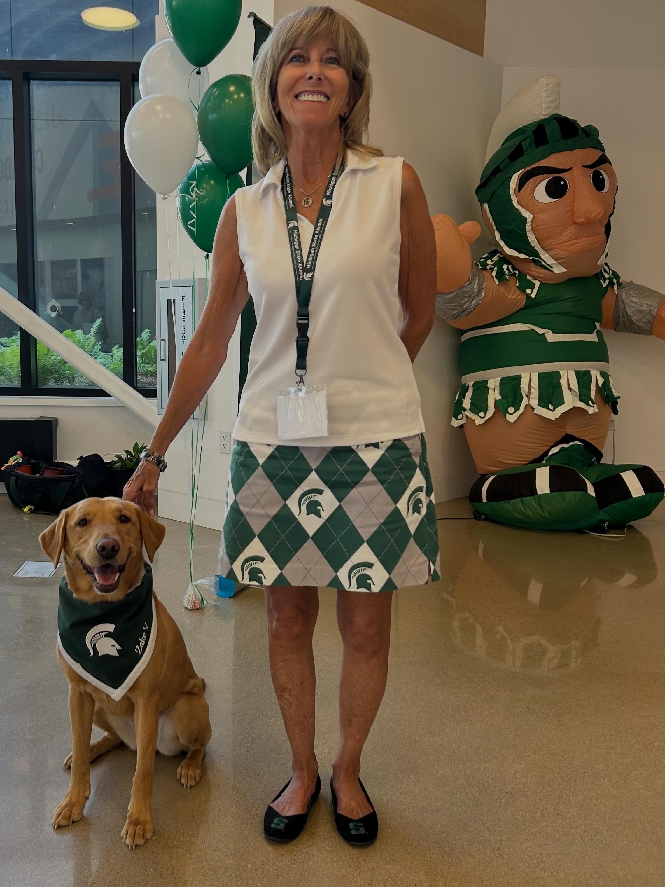 Zeke with fan and inflatable Sparty